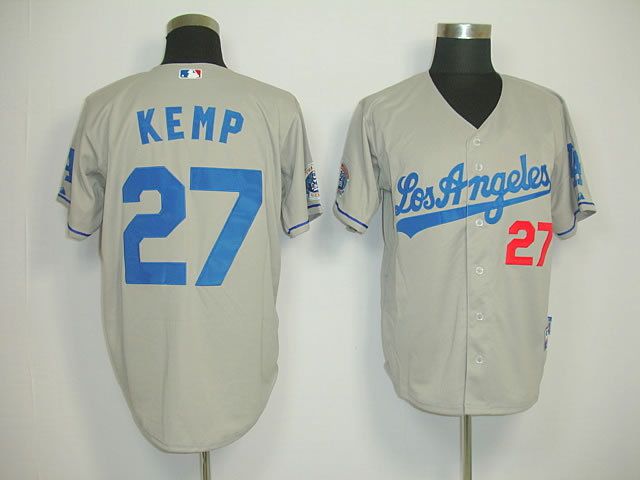 Men Los Angeles Dodgers #27 Kemp Grey MLB Jerseys->los angeles dodgers->MLB Jersey